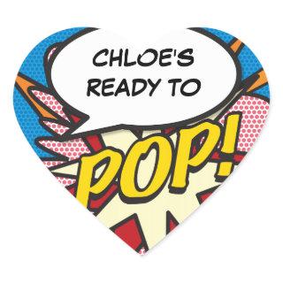 Ready to POP Baby Shower Modern Fun Heart Sticker