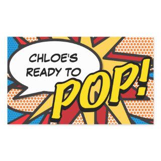 Ready to POP! Baby Shower Sprinkle Fun Retro Rectangular Sticker