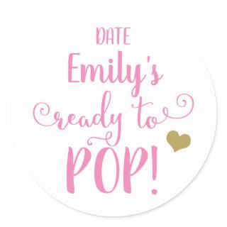 READY TO POP baby shower sticker