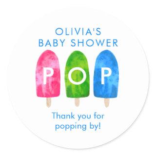 Ready to Pop Popsicle Baby Shower Thank You Classic Round Sticker