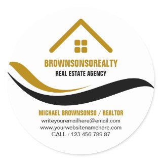 Real estate agency simple logo minimalist classic round sticker