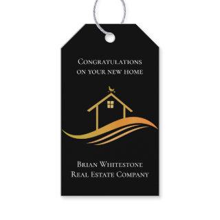 Real Estate Chic Black Gold House Custom Realtor Gift Tags