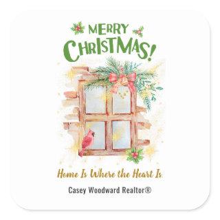 Real Estate Christmas | Home Is Where the Heart Is Square Sticker