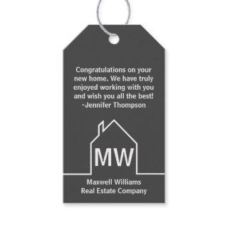 Real Estate Company Congratulations Modern Grey Gift Tags
