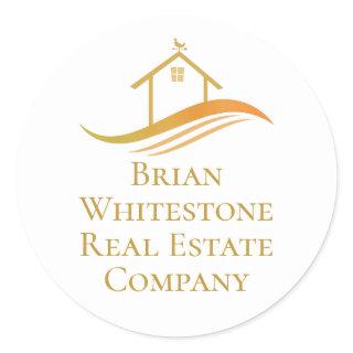 Real Estate Company Gold House Custom Realtor Classic Round Sticker