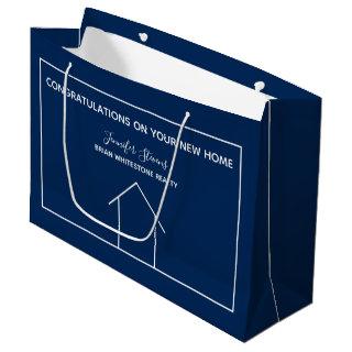 Real Estate Company Navy Blue Custom Housewarming Large Gift Bag