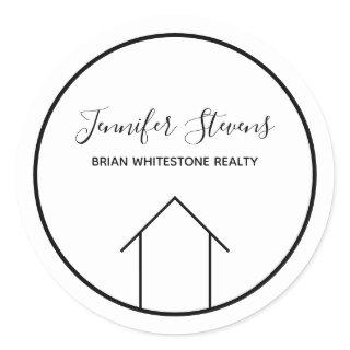 Real Estate Modern House Custom Company Marketing Classic Round Sticker