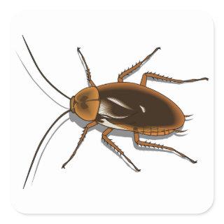 Realistic Brown Cockroach Insect Square Sticker