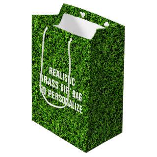 Realistic Grass Photo Texture Funny Bright Green Medium Gift Bag