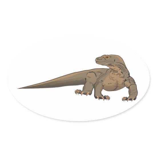 Realistic Komodo Dragon/Monitor Lizard Oval Sticker