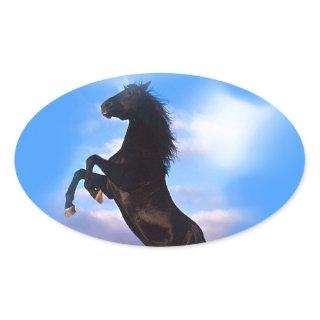 Rearing Horse Oval Sticker