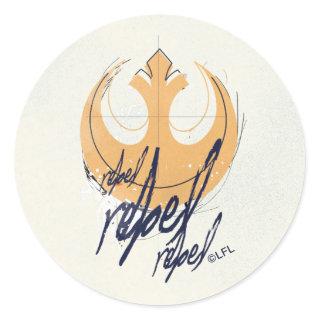 "Rebel Rebel Rebel" Inked Logo Classic Round Sticker