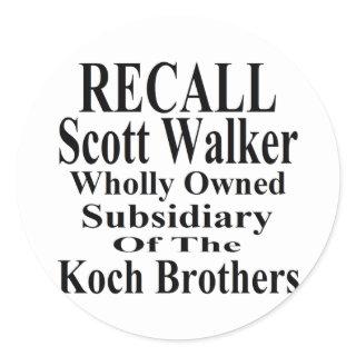 Recall Governor Scott Walker Corporate Minion Classic Round Sticker
