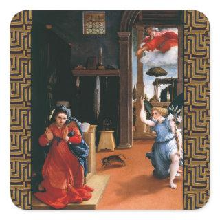 RECANATI ANNUNCIATION by Lorenzo Lotto Square Sticker