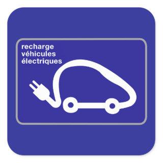Recharge Stn Electric Cars, Traffic Sign, France Square Sticker