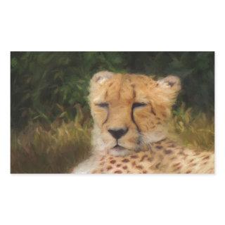Reclining Cheetah at Fossil Rim Wildlife Center Rectangular Sticker