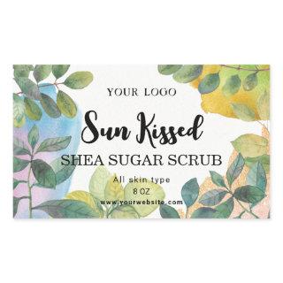 Rectangle botanical green leaf  label