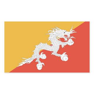 Rectangle sticker with Flag of Bhutan