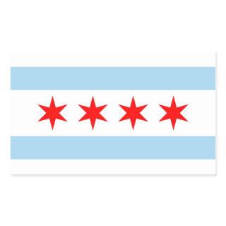 Rectangle sticker with Flag of Chicago, U.S.A.