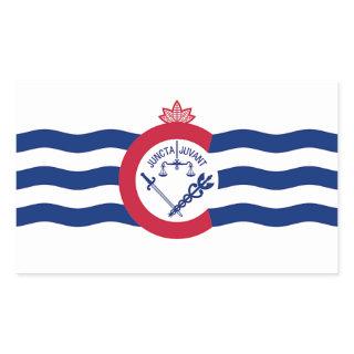 Rectangle sticker with Flag of Cincinnati,  U.S.A.