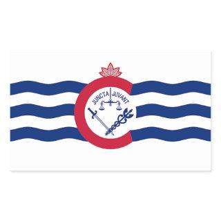 Rectangle sticker with Flag of Cincinnati,  U.S.A.