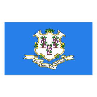 Rectangle sticker with Flag of Connecticut, U.S.A.