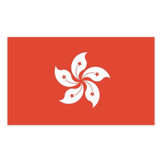 Rectangle sticker with Flag of Hong Kong, China