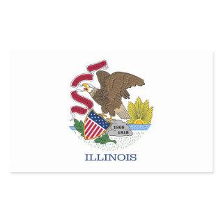 Rectangle sticker with Flag of Illinois, U.S.A.