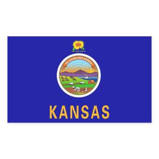 Rectangle sticker with Flag of Kansas, U.S.A.
