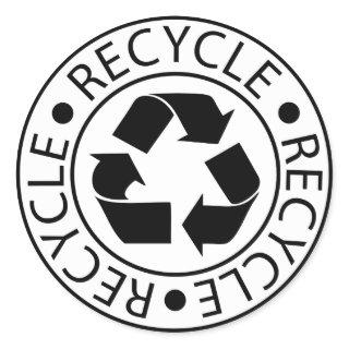 Recycle Black Logo Classic Round Sticker