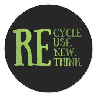 Recycle reduce reuse renew rethink classic round sticker