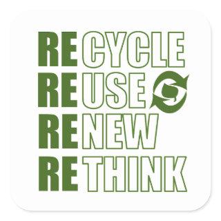 Recycle reduce reuse renew rethink square sticker