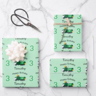 Recycling Garbage Truck Boy's Name & Age Birthday  Sheets