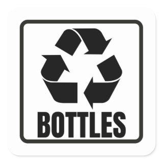 Recycling sign black bottles  square sticker