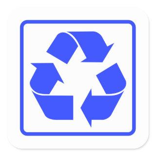 Recycling sign blue classic  square sticker