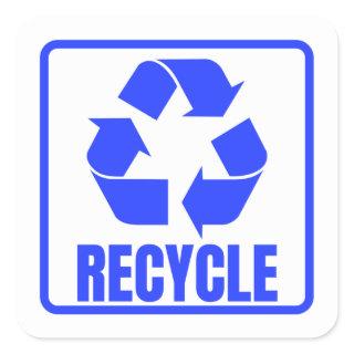 Recycling sign blue  square sticker