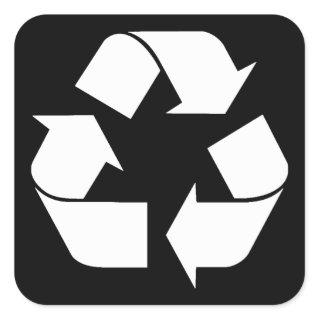 Recycling Symbol - White (For Black Backgrounds) Square Sticker