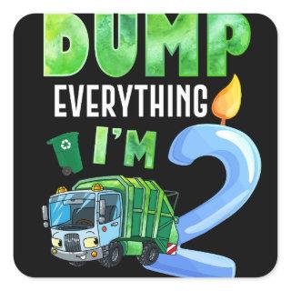 Recycling Trash 2 Years Old Garbage Truck 2nd Square Sticker