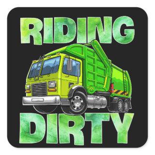 Recycling Trash Garbage Truck T Kids Men Riding Square Sticker