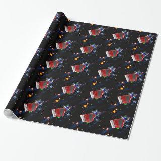 Red Accordion on Starry Background