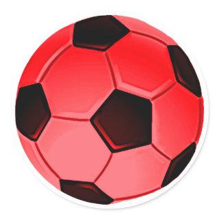 Red American Soccer or Association Football Ball Classic Round Sticker