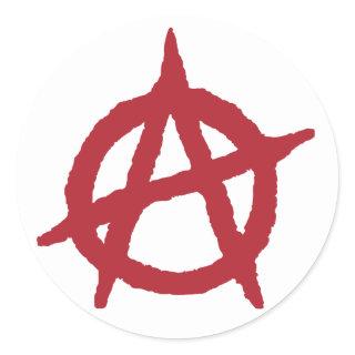 Red Anarchy Symbol Classic Round Sticker