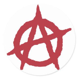 Red Anarchy Symbol Classic Round Sticker