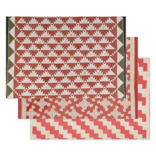 Red and beige quilt designs  sheets