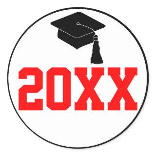 Red and Black Class Year Graduation Classic Round Sticker