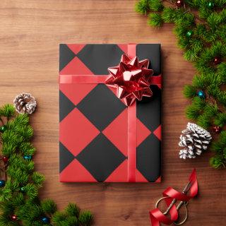 Red and Black Harlequin Diamond Checked Pattern