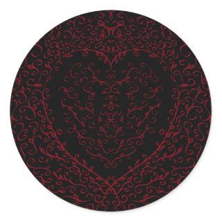 Red and Black Heart Gothic Wedding Stickers