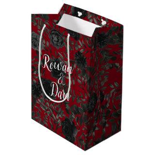 Red and Black Rose Gothic Wedding Gift Bag