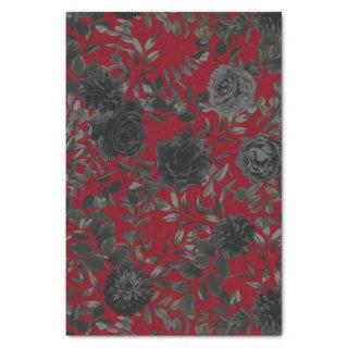 Red and Black Rose Gothic Wedding Tissue Paper