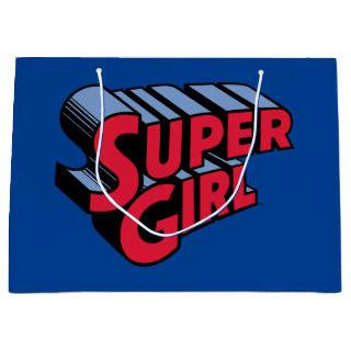 Red and Blue Supergirl Stacked Name Logo Large Gift Bag